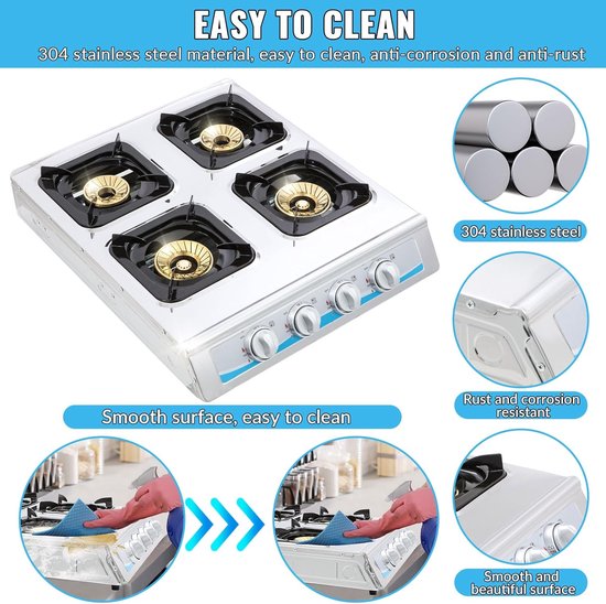 Propaan Gasfornuis - Draagbaar Kooktoestel - Buiten Koken - Automatische Ontsteking - 61x47x8.5 cm - Zilver/Wit van Merkloos — afbeelding 2