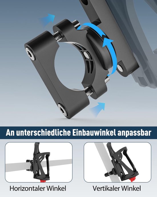 Bekerhouder - Fietsbekerhouder - Verstelbare bekerhouder - Geschikt voor diameters van 48–71 mm - Bevestiging voor stuur-frame - Geschikt voor mountainbikes, scooters, rolstoelen en kinderwagens - Zwart — afbeelding 4
