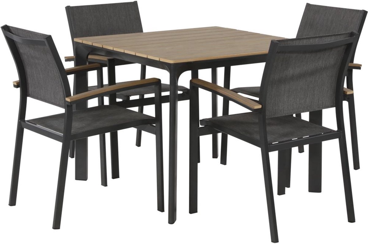 Lesli Living - Tuintafel Arezzo - Zwart - 90x90x74cm