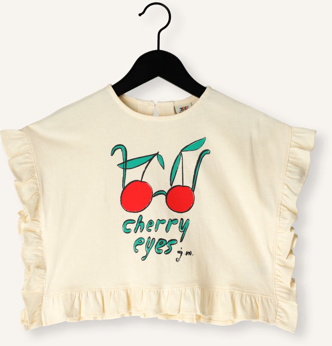 Jelly Mallow Cherry Frill Sleeveless T-shirt Tops & T-shirts Meisjes - Shirt - Ecru - Maat 116/122