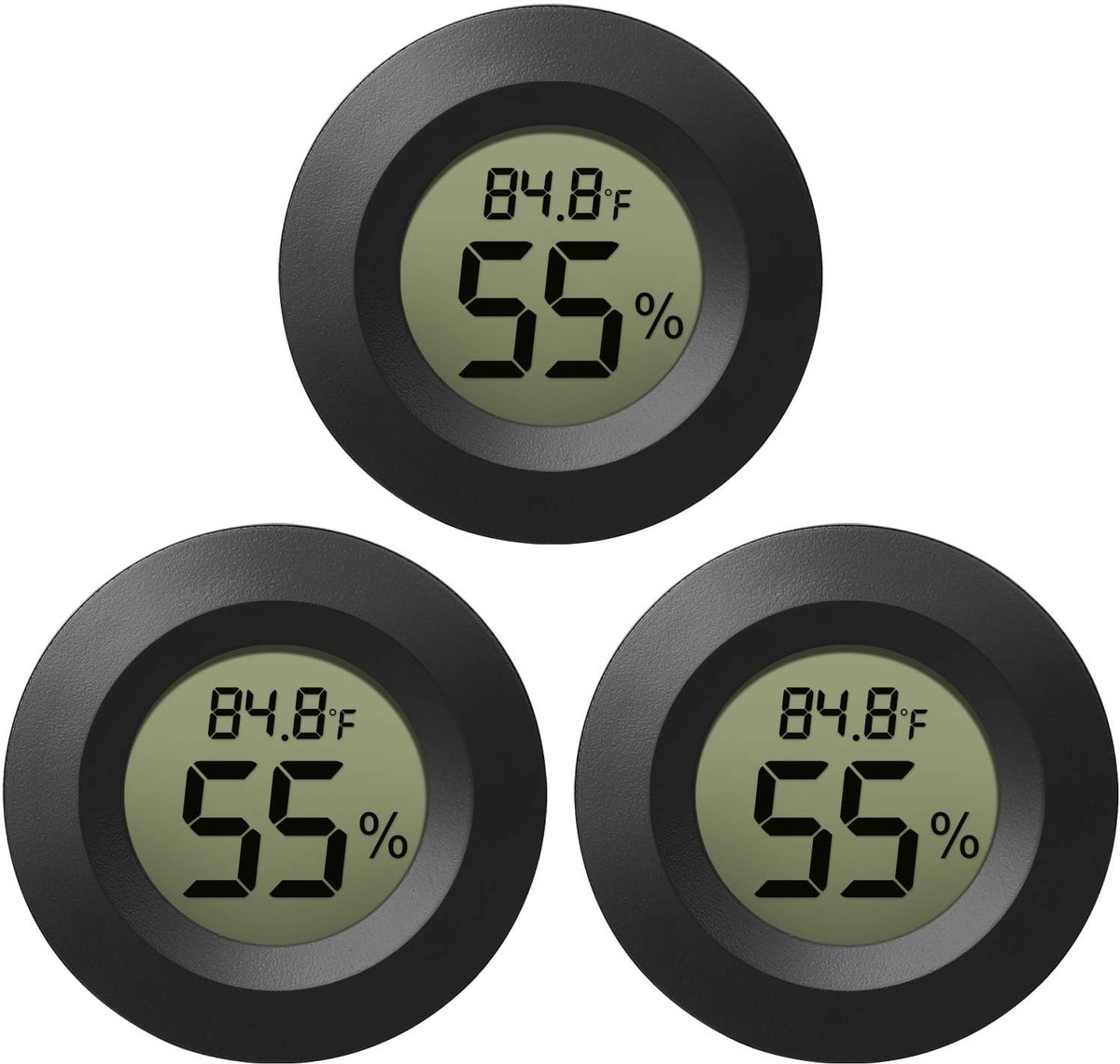 carmdering - Hygrometer Thermometer - Vochtigheidsmeter Temperatuurmeter - LCD Monitor - Realtime Meting - Nauwkeurige Data - Kunststof - Compact Ontwerp - Gezondheidsbescherming - 3 Stuks