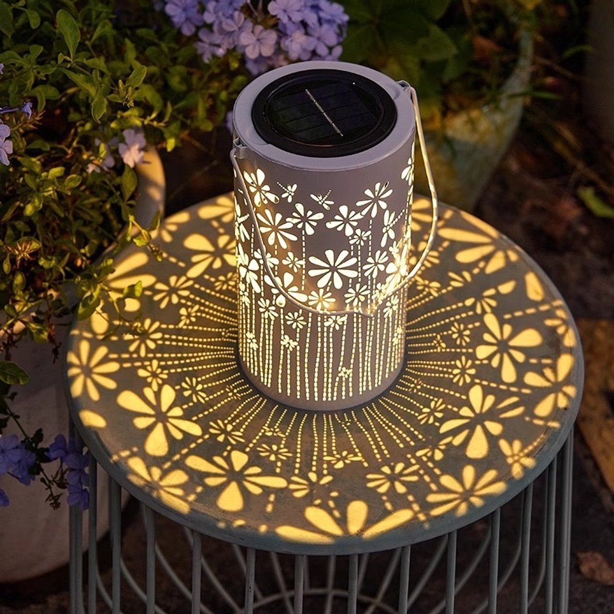 Zonne-energie Hanglamp 18×10cm – Waterdichte LED Tuinlantaarn – Metaal – Voor Tuin, Pad, V