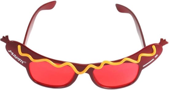Hotdog Zonnebril - Feestbril Verkleedbril - Carnaval Cosplay - Uniek Vormgegeven - 18x7cm - Rood van Merkloos — afbeelding 4