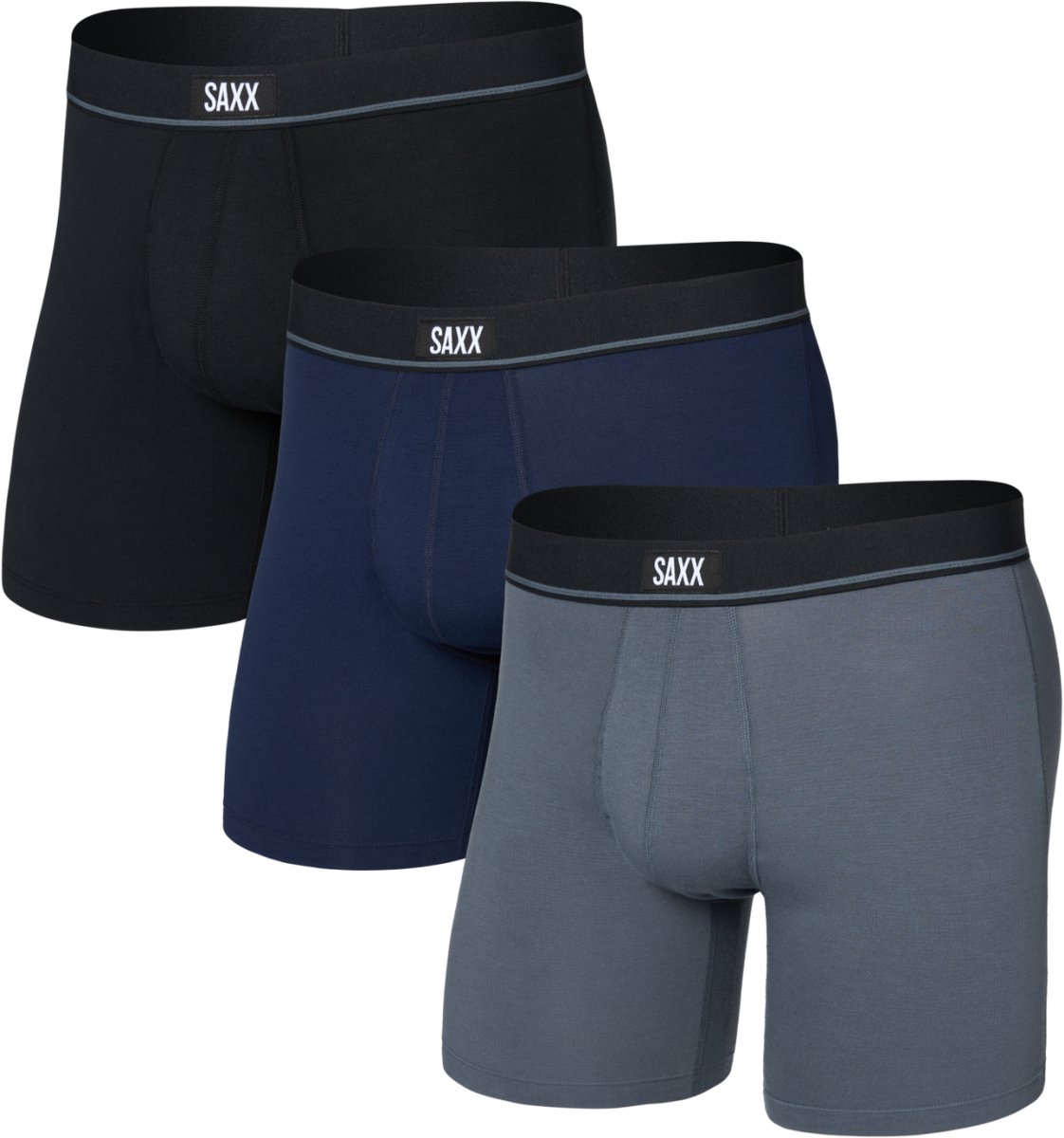 SAXX Heren Boxershort Essential Cotton - 3-Pack - Boxer met BallPark Pouch® - Ademend & Geurbestendigd Ondergoed - Grijs - XXL