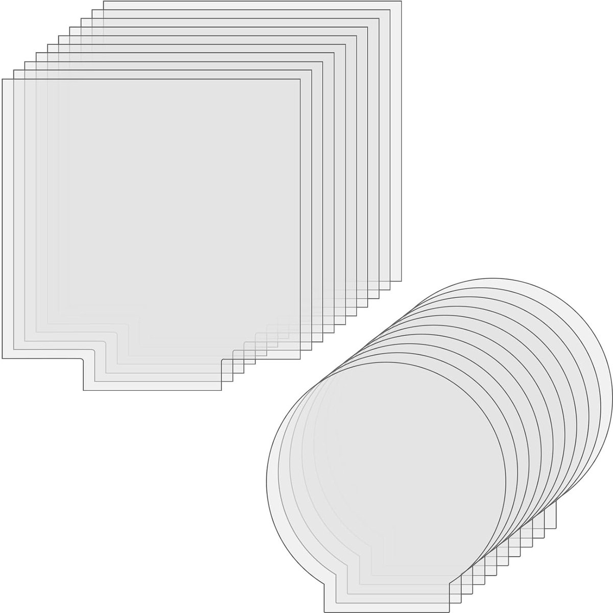 Acryl Platen Set - Kunststof Platen - Doe-het-zelf Projecten - Met Beschermfolie - Rond & Vierkant - Transparant