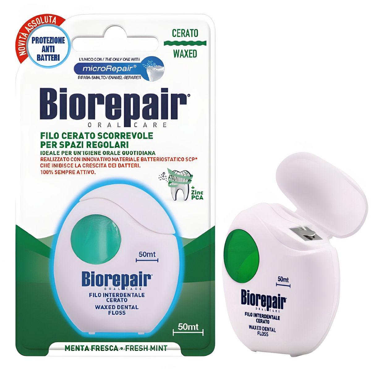 Biorepair Gewaxte Tandzijde Mint 50 m – microRepair – Glazuurherstel