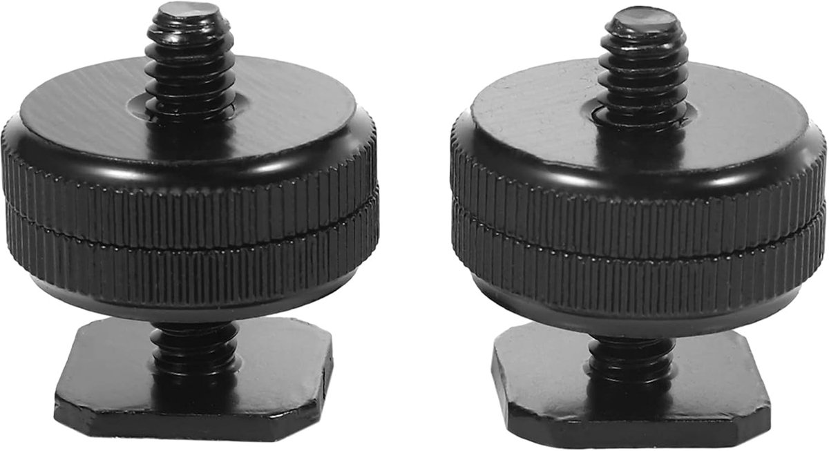 Camera Flits Adapter - Bevestiging Schroef - Camera Accessoire - Dubbel Pakket - 5.5cm - Zwart