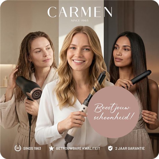 Carmen CHD1895B - Föhn - Inclusief diffuser - 1800 W - Haardroger - Haarfohn - 2 warmtestanden - Coolshot - Lichtgewicht