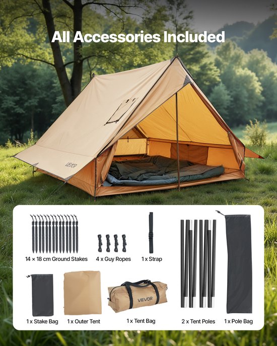VEVOR Kampeertent Cabine Tent met Kachelaansluiting en Grondmat voor 2 Personen — afbeelding 5