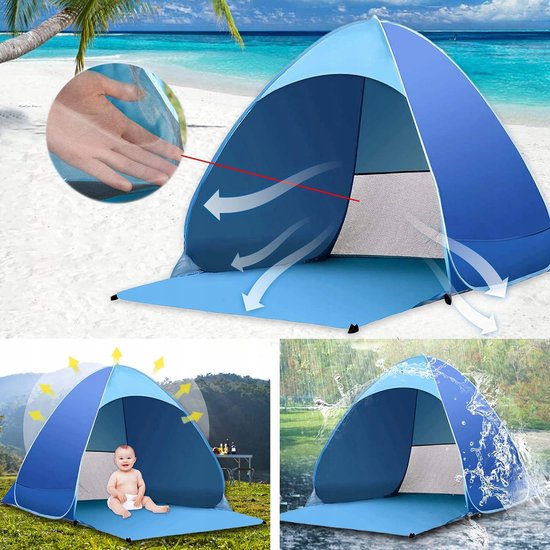 Strandtent - Pop-up Tent - Zonbescherming & Waterdicht - Automatisch Openen - Lichtgewicht - 160x150x110cm - Voor Strand, Kamperen & Picknick - Geschikt voor 2-3 personen van Merkloos — afbeelding 4
