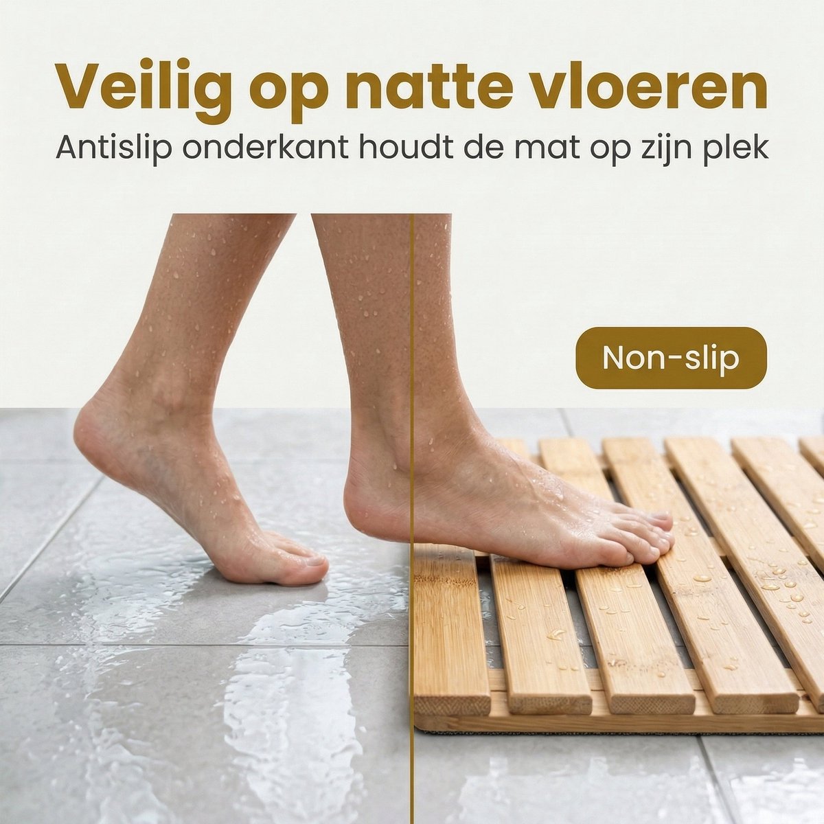 Cheqo® Douchemat Bamboe - Badmat Antislip - Badkamermat - Saunamat - Houten Mat - Zwembadmat - Vloermat - Doucherooster - Lattenrooster - Badplank - voor Douche en Bad - Spa en Wellness - Waterbestendig — cadeau in Wonen & Interieur - foto 7