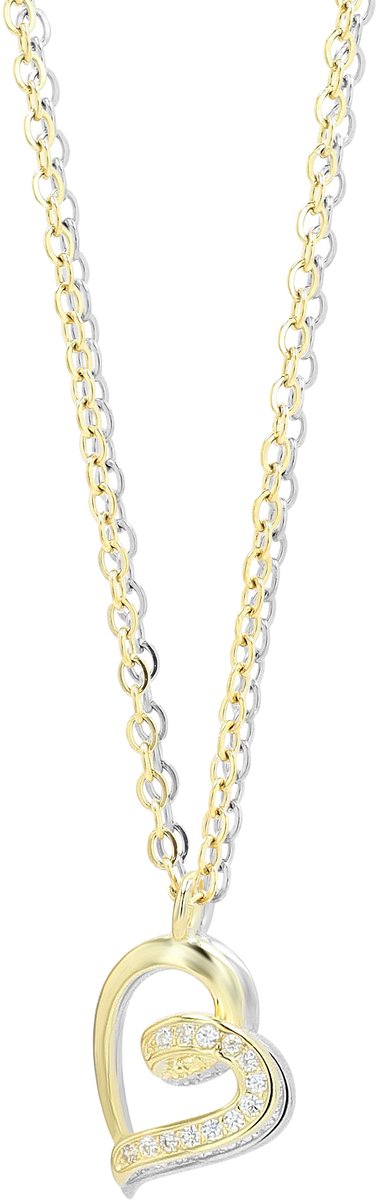 AKZENT Akzent dames ketting met hanger Silly ankerketting, hart, zirkonia, echt zilver, 42+3 cm