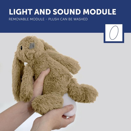 Baby Slaaphulp Haas - Nachtlampje Muziekknuffel - Rustige Slaap - Huilsensor Geluiden - Oplaadbaar USB-C - Beige — afbeelding 3
