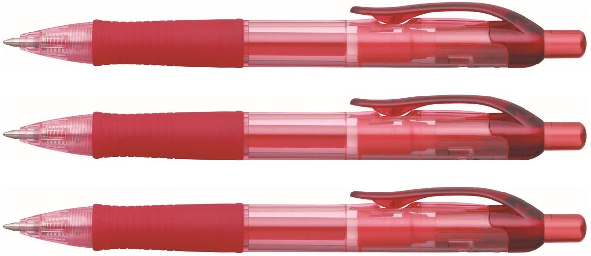 Penac FX-7 - Gelpen - Rood - 0.7 mm - Rood Inkt Gelpen - 3 pack
