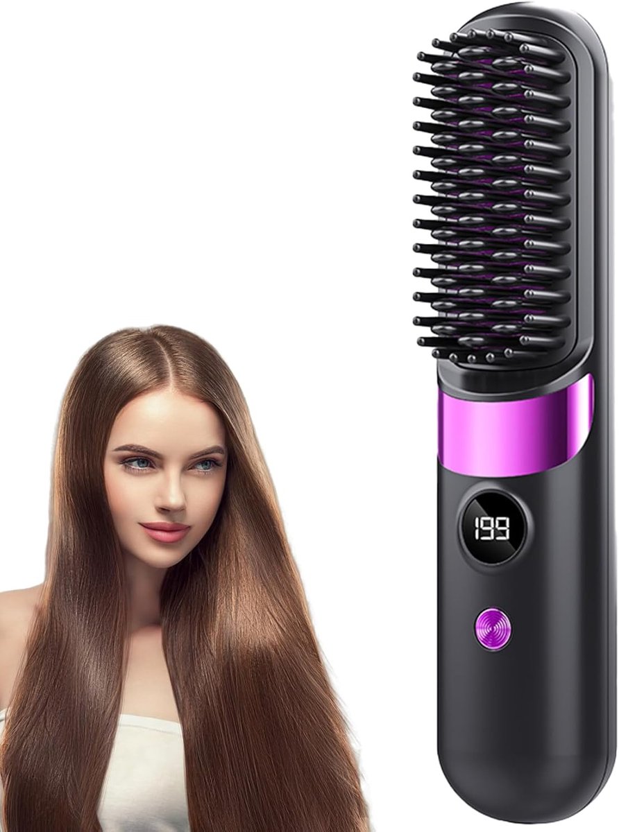 Draadloze stijlborstel - Negatief-ionen stijltang - Stylingborstel - Type-C-aansluiting - Vier intelligente temperatuurstanden -Haarstyler