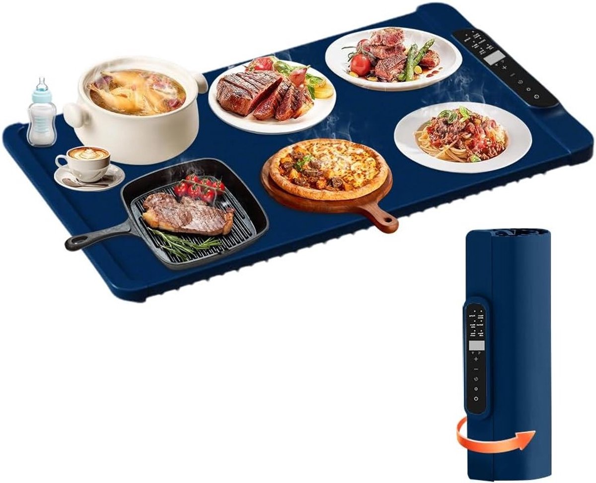 Elektrische Warmhoudplaat & Siliconen Warmtemat met Timer voor Buffet en Feestjes