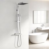 Auralum Max Douchekolom Met Thermostatische - Mengkraan Regendouche - Messing Doucheset - Verstelbare hoogte 97-130cm - 10 inch Douchekop - Regendoucheset - Chroom