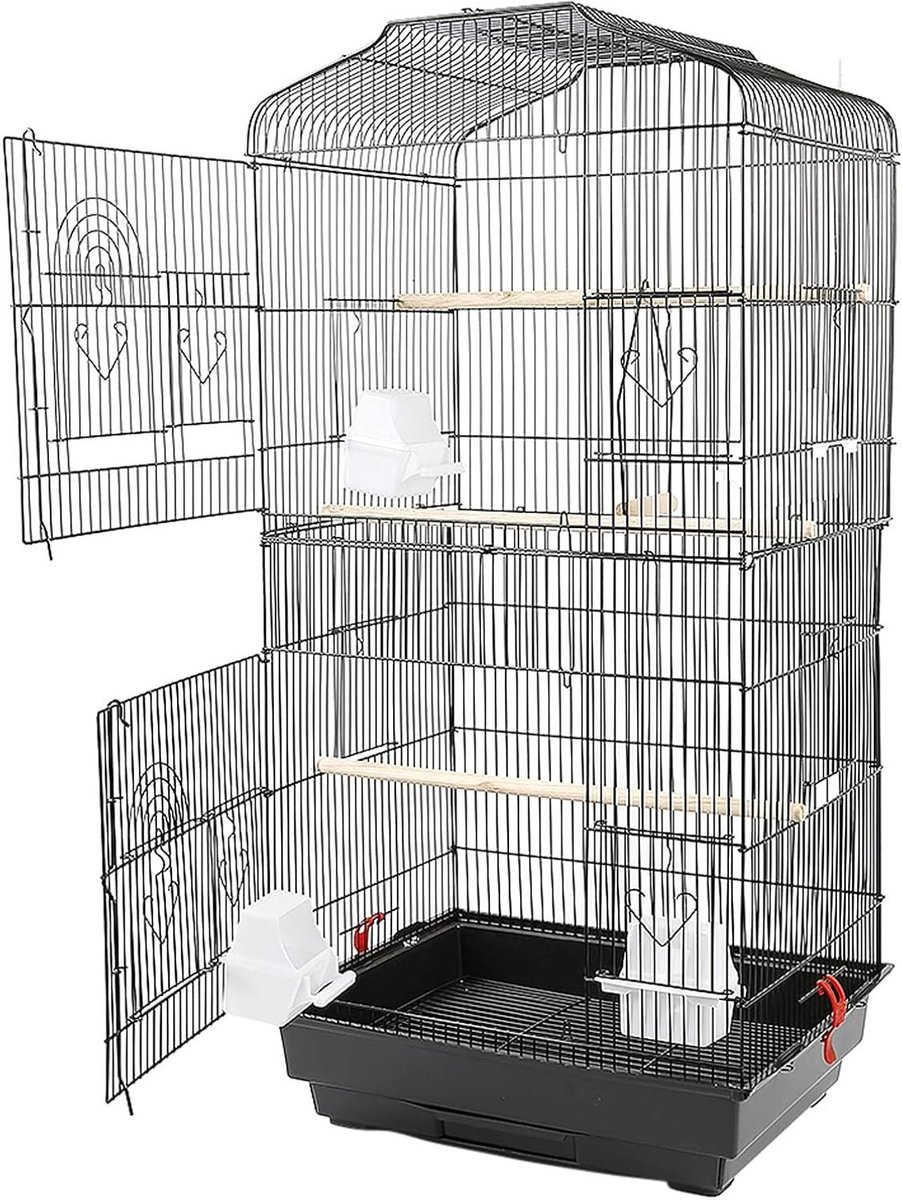Vogelkooi - Volière - Vogels Huisvesten - Roestwerend - 46x36x92 cm - Zwart