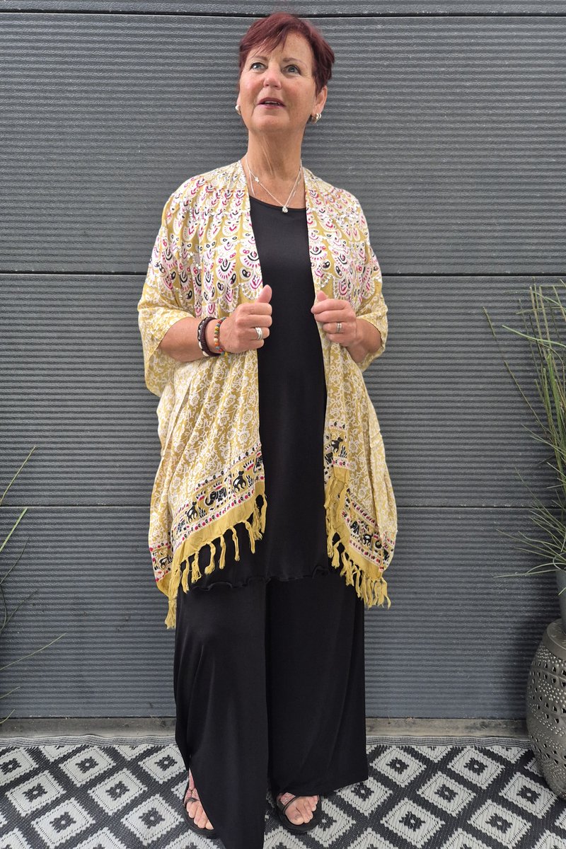 Bagoes kimono kort pailletten franje