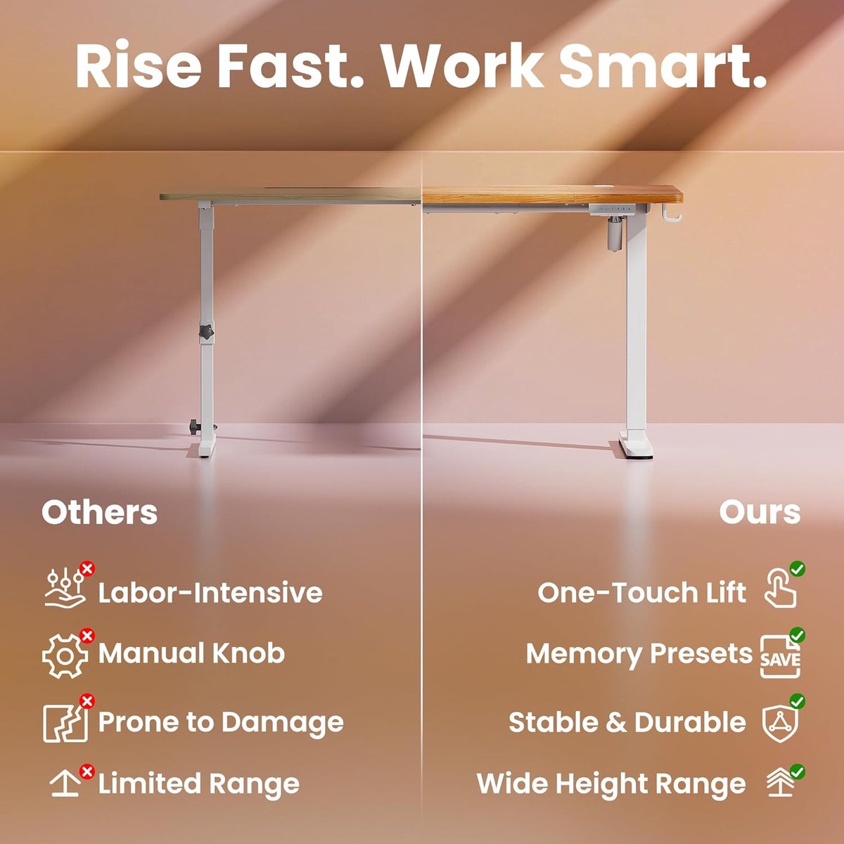 Premium Elektrisch Zit-Sta Bureau 140 x 80 cm Hoogte Verstelbaar 72–118 cm 4 Memory Functies Ergonomisch Werkbureau Computer Bureau Home Office Modern Staal