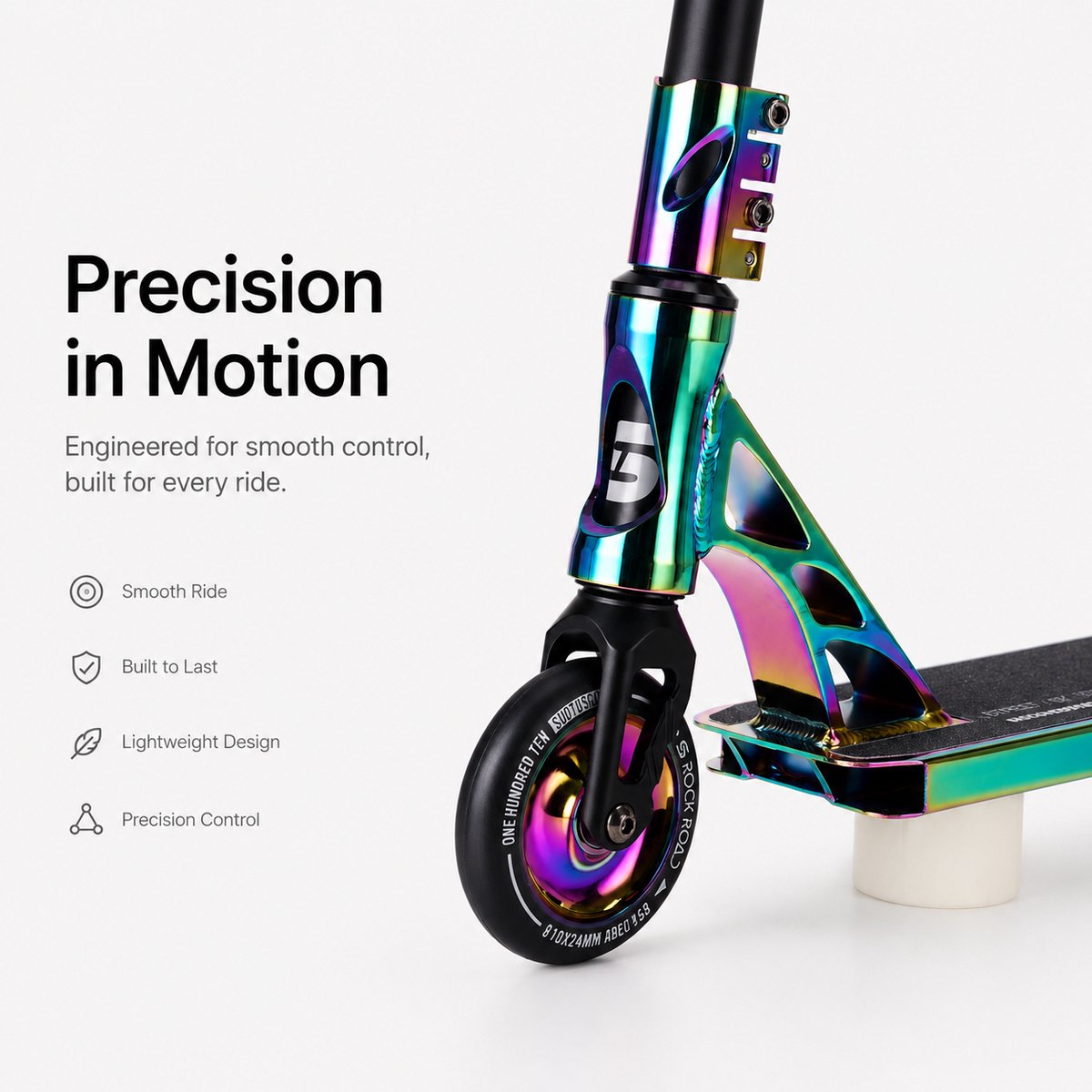 Suotu Stuntstep Professioneel - Step - 110mm - Speelgoed Jongens/Meisjes - Kinderstep - ABEC-9 - 100KG - Aluminium - Zwart/NEO — afbeelding 2