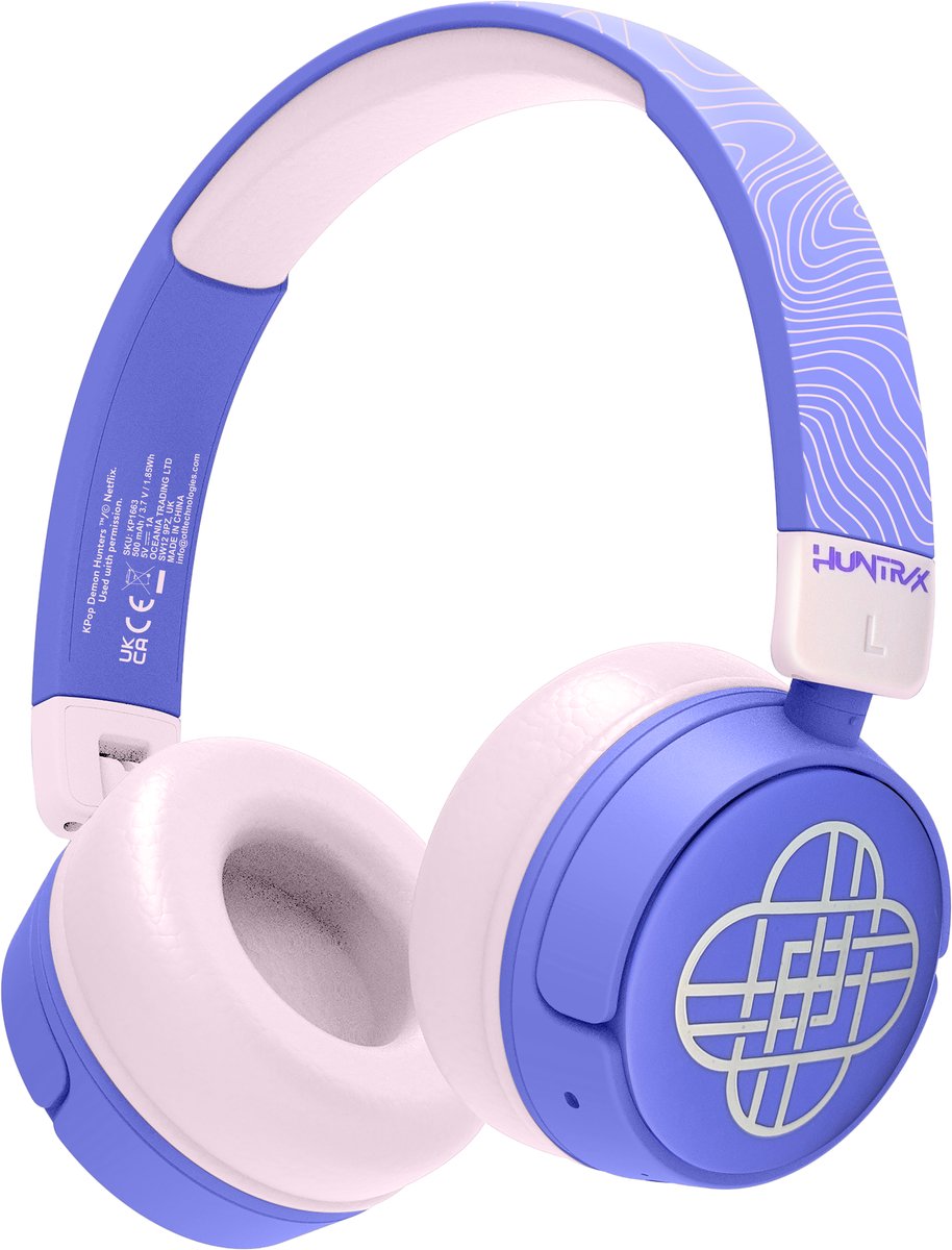 KPop Demon Hunters - Huntr/x - Logo - draadloze kinderkoptelefoon - volumebegrenzing - lange batterijduur - microfoon - opvouwbaar - bluetooth