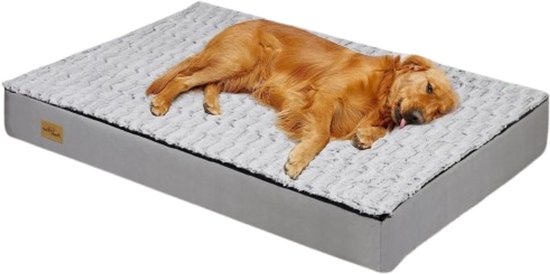 DierDO - Orthopedisch Hondenmatras - Hondenbed - Hondenkussen - Grijs/Zwart - 110x85x10 cm - Waterdicht - Afneembare Hoes - 42 kg