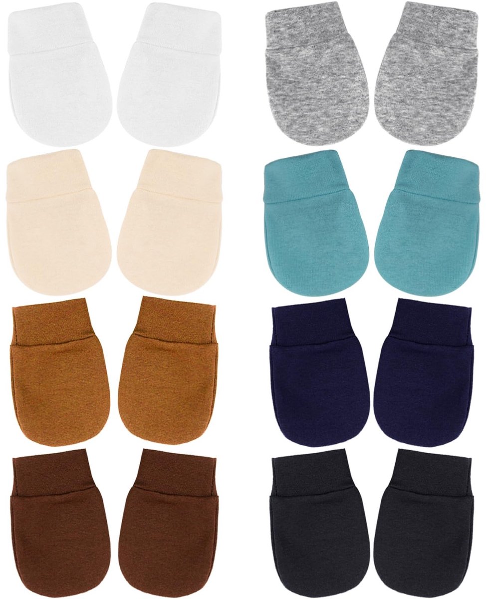 LIVIA HOME- Wanten Baby - Katoenen Handschoenen - 8 Paar - Geen Krassen - Baby Wanten - Voor 0-6 Maanden - Hoogwaardige Kwaliteit - Babyhandschoenen
