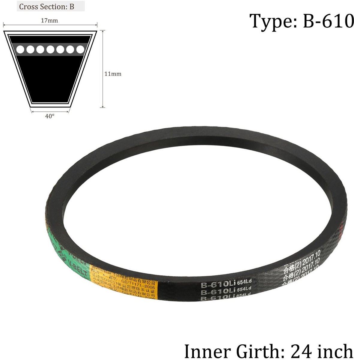 LIVIA HOME- Aandrijfriem 24" x 16 mm - Rubber - Neopreen - Krachtoverbrenging - Flexibel - Schokbestendig - Voor diverse toepassingen - Riem