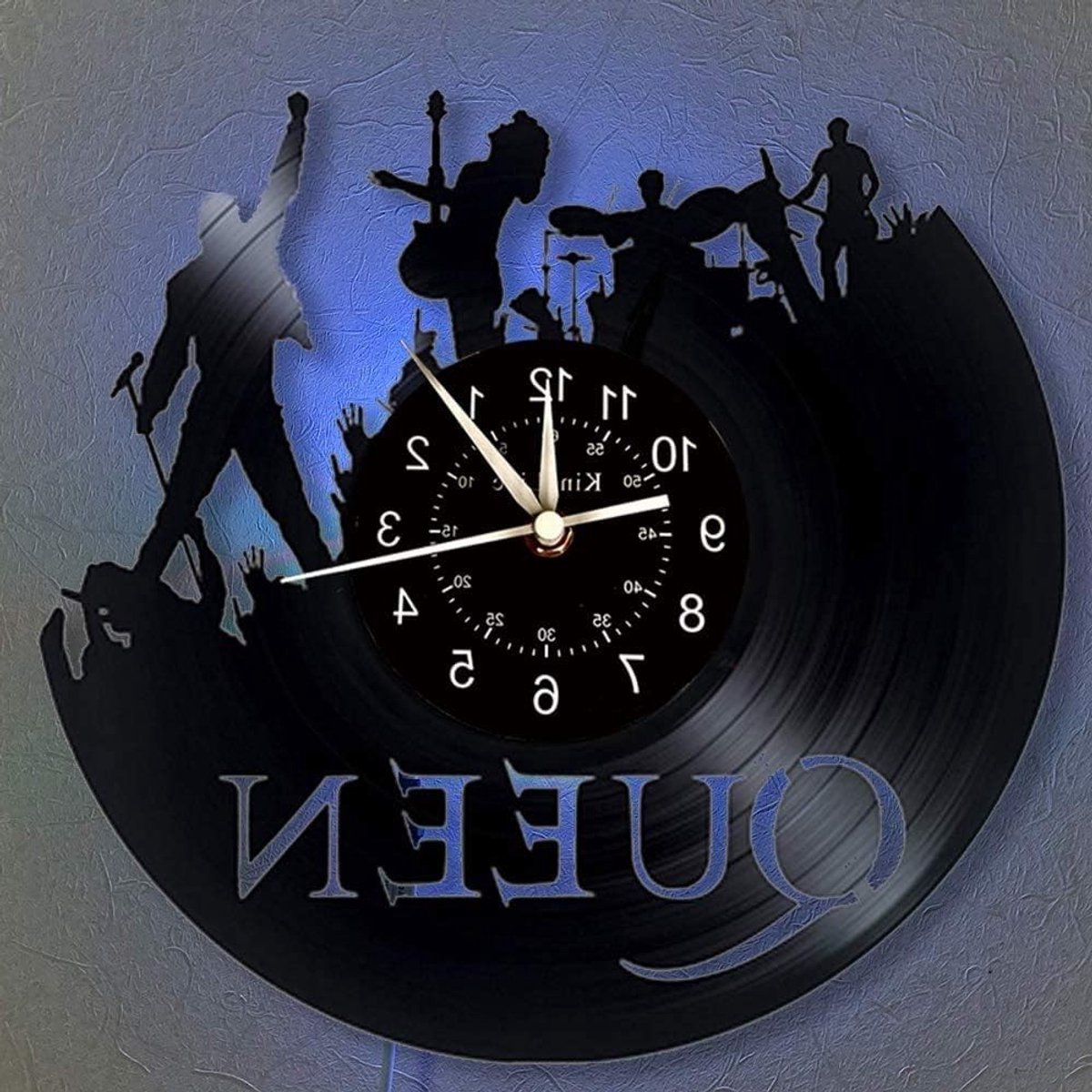 Retro Vinyl Wandklok met LED 7 Kleuren Nachtlamp, Unieke Decoratie voor Woonkamer en Keuken, Handgemaakt Cadeau met Haak en Gift Bag