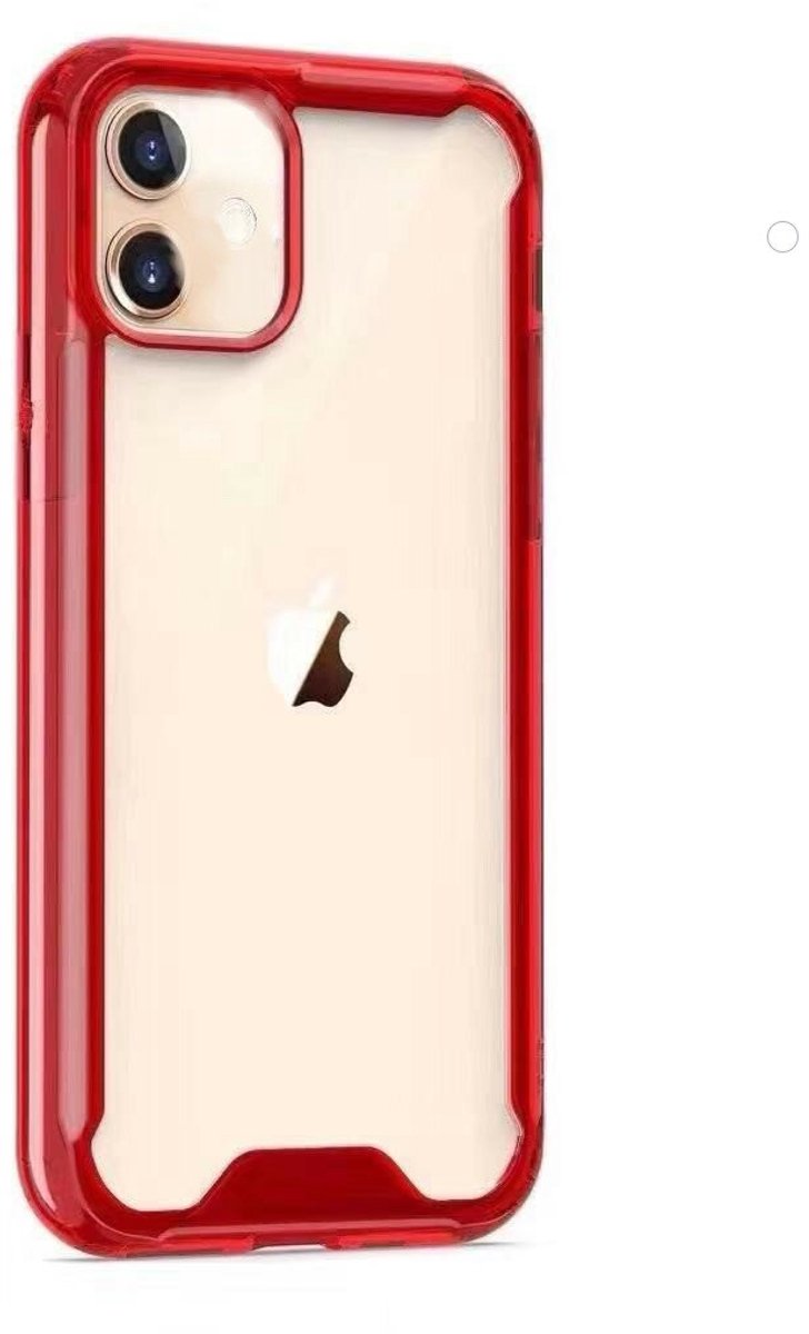 iPhone 12 mini bumper case TPU + acryl - Rood / Transparant