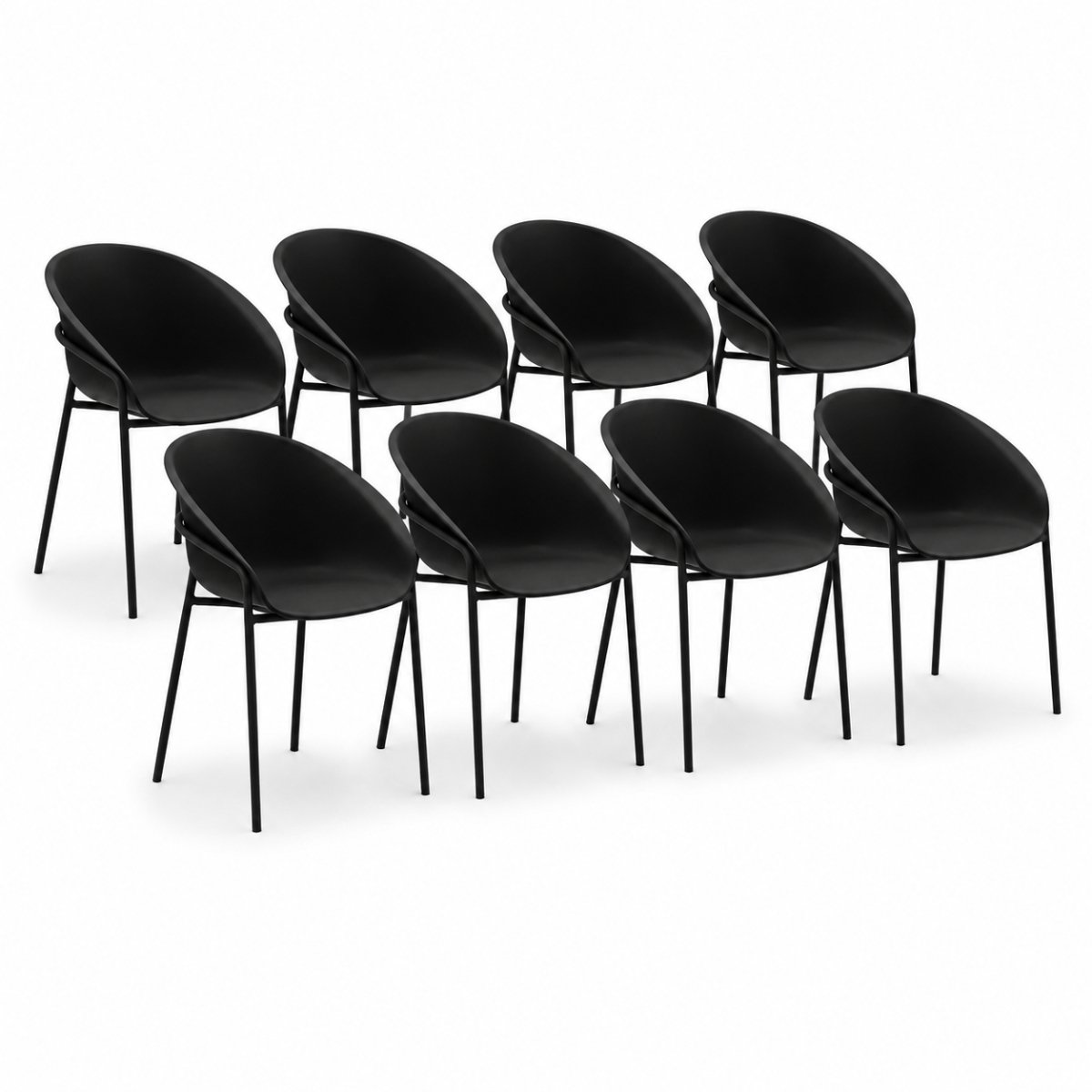 DS4U® - Ella stoel - Set van 8 - Zwart - Kunststof - Weerbestendig