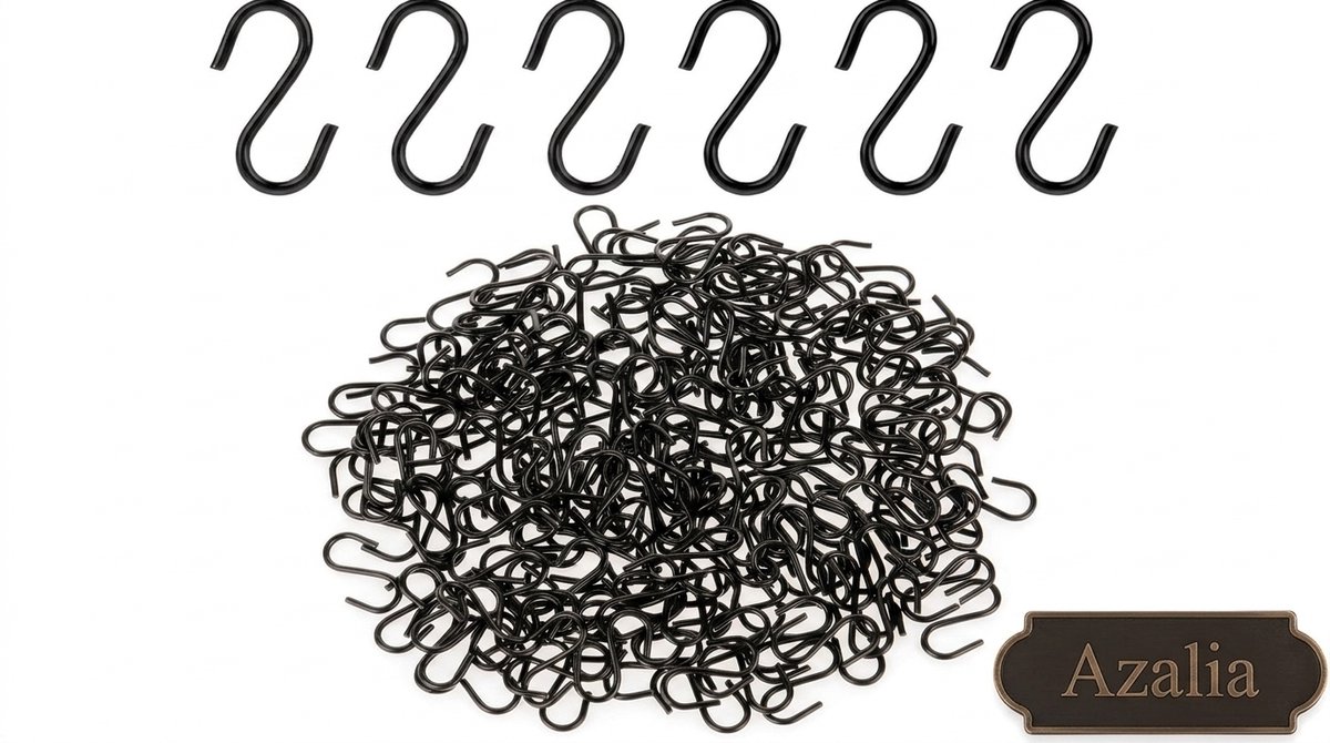100 stuks S-haken om op te hangen, 14 mm kleine S-haken, roestvrij staal, hanghaken, metalen haken voor ruimtebesparend doe-het-zelf handwerk, hangende sieraden, sleutelketting, label (zwart)