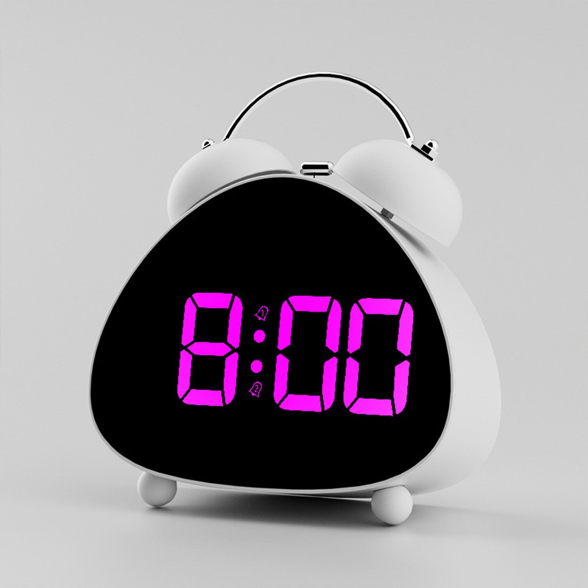 Wekker-LED display-mechanische bel-luid geluid-elektronische klok-kinderwekker-batterijgevoed (batterijen niet inbegrepen)HL Witte behuizing, paarse lamp