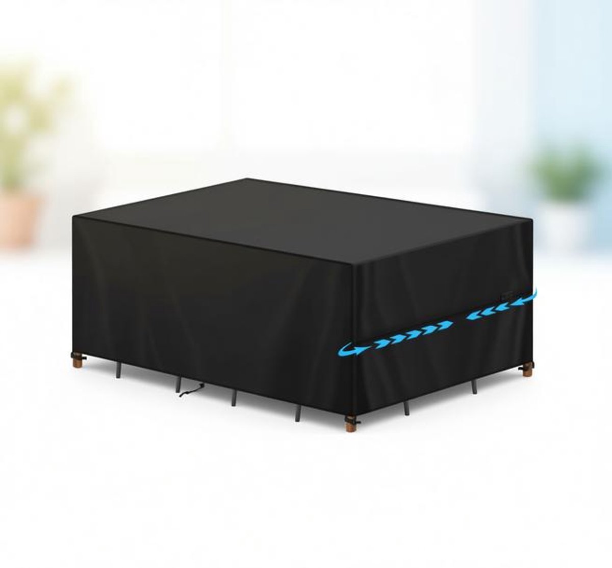 ElleMooi Tuinmeubelhoes Waterdicht 420D Oxford - Beschermhoes voor Tuintafel - 150x80x70cm - Zwart