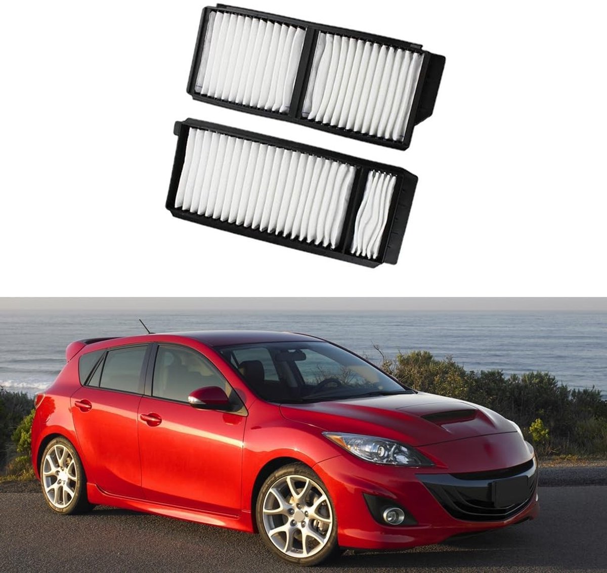 Dailygoods- Cabinefilter Actieve Koolstof - 2 Stuks - Compatibel met Mazda 3/5/Speed3 - 236 x 96 x 22mm - Duurzaam - Hoogwaardige Prestaties - Luchtfilter