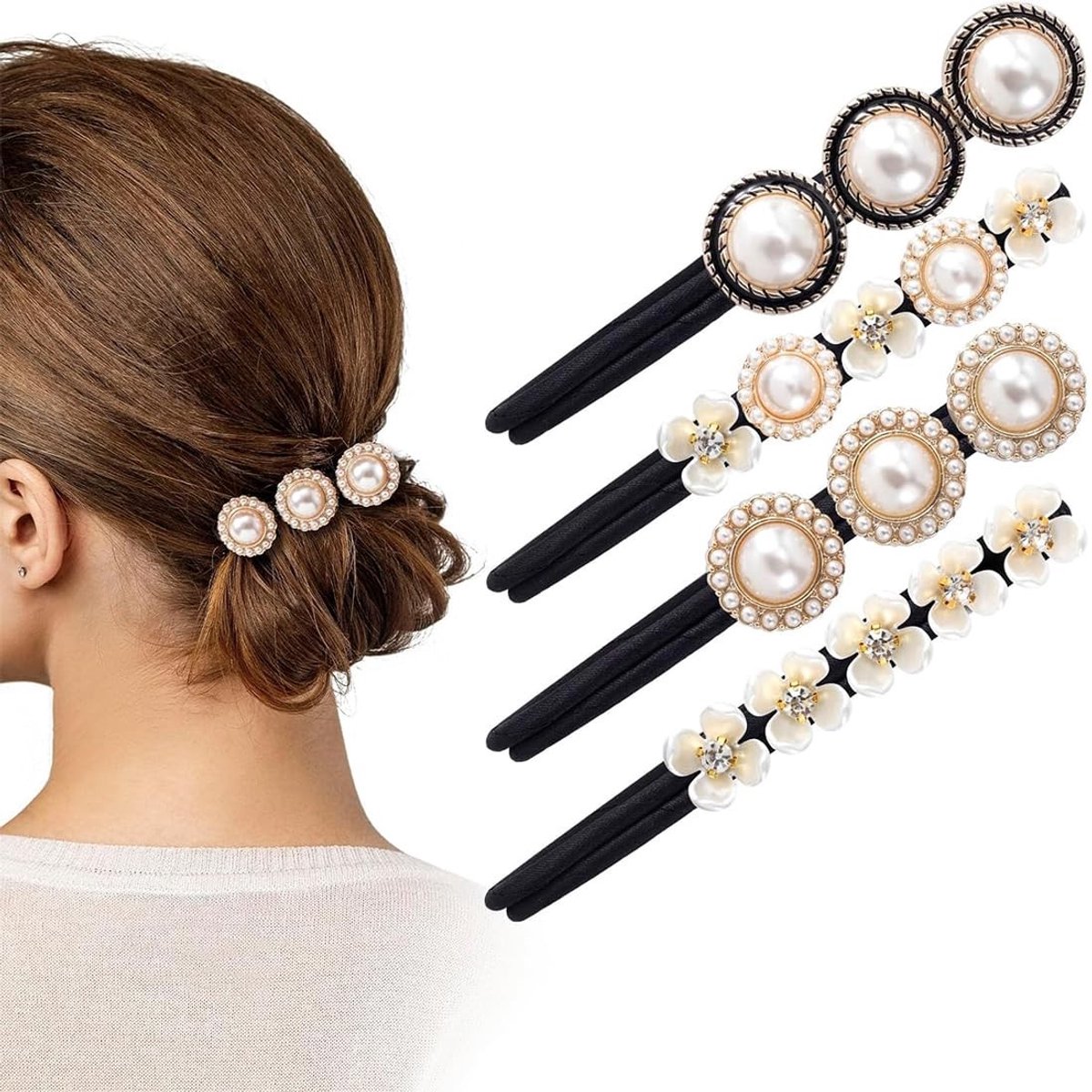 Dailygoods- Haarknotmaker 4 Stuks - Donut Haarknotmaker - Magische Haarknot - Haarstuk met Clip - Haarstyling Gereedschap - Lichtgewicht en Flexibel