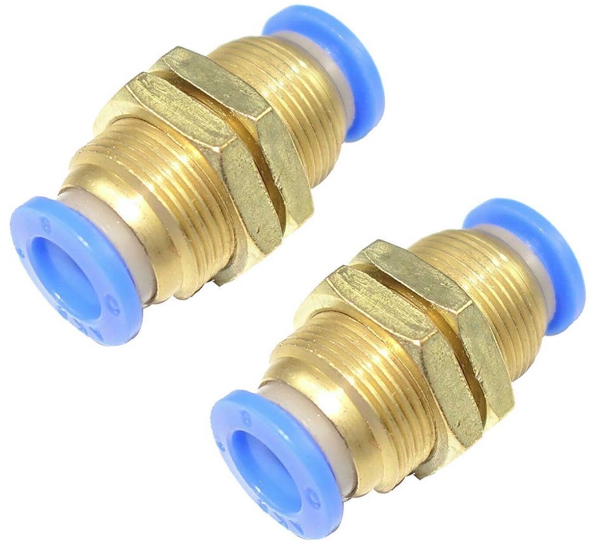 Dailygoods- Pneumatische Schot Connector 2 Stks - 4mm Messing - Push-in Montage - Temperatuurbestendigheid - Toepassing in Aardgas/Olie - Schokbestendig - Fitting