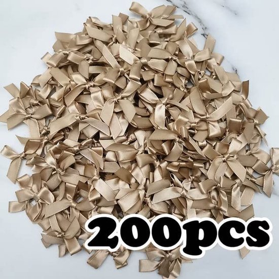 Dailygoods- Satijnen Strikken 200 Stuks - Decoratieve Strikken - Kleine Linten - Bruiloft Decoratie - Knutselmateriaal - Afmeting 4 x 4 cm - Decoratiestrikken