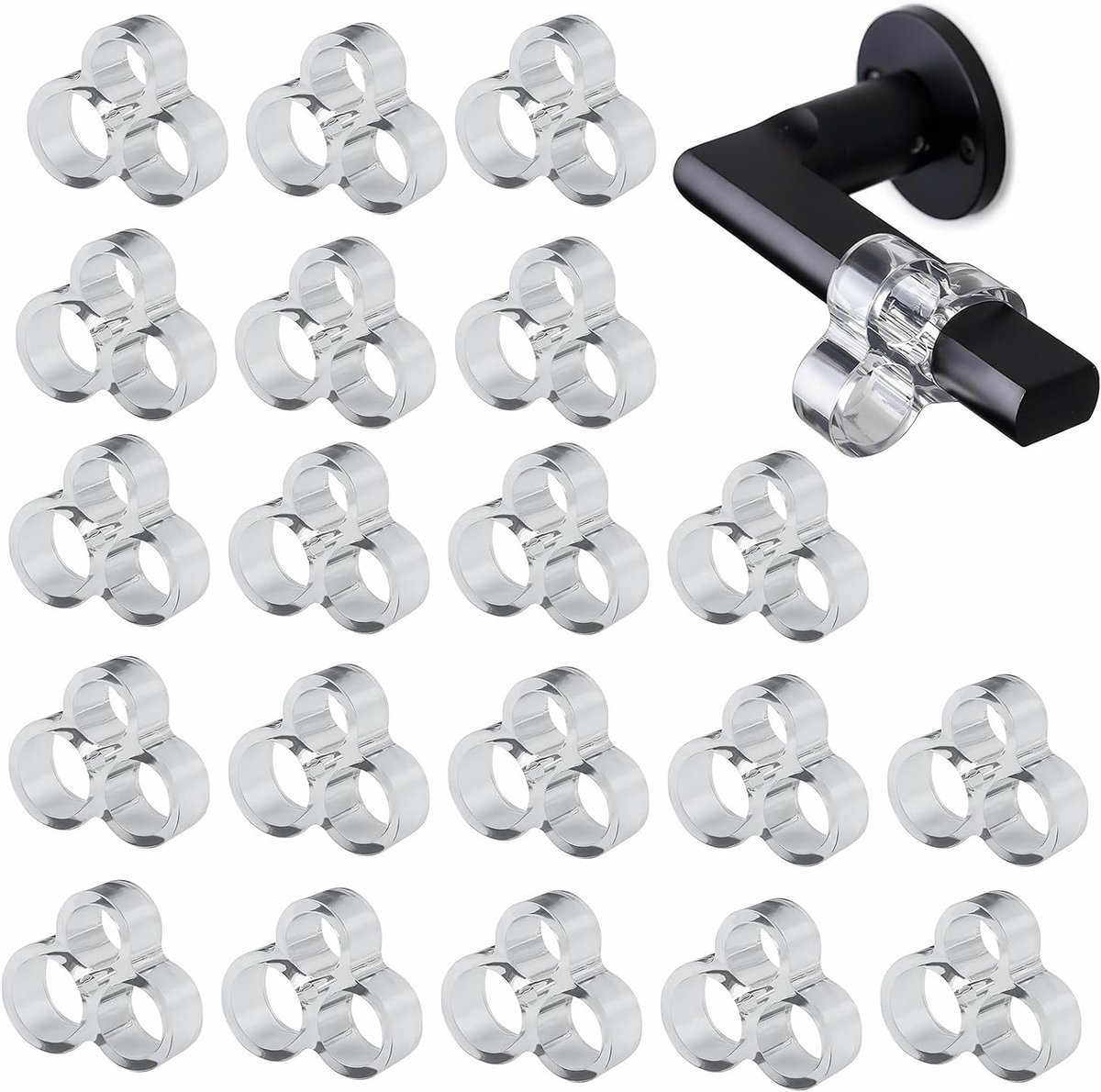 Set van 20 Flexibele Siliconen Deuropeners voor Optimale Bescherming van Muren en Meubels, Hoog Elastisch en Transparant (Ø15 mm/Ø18 mm/Ø21 mm)