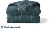 Zelesta Pure Design White Leaves 140x200 - Katoenen dekbed zonder overtrek - Met instopstrook - Wasbaar dekbed - Hoesloos dekbed - 2 in 1 Dekbed met vaste overtrek