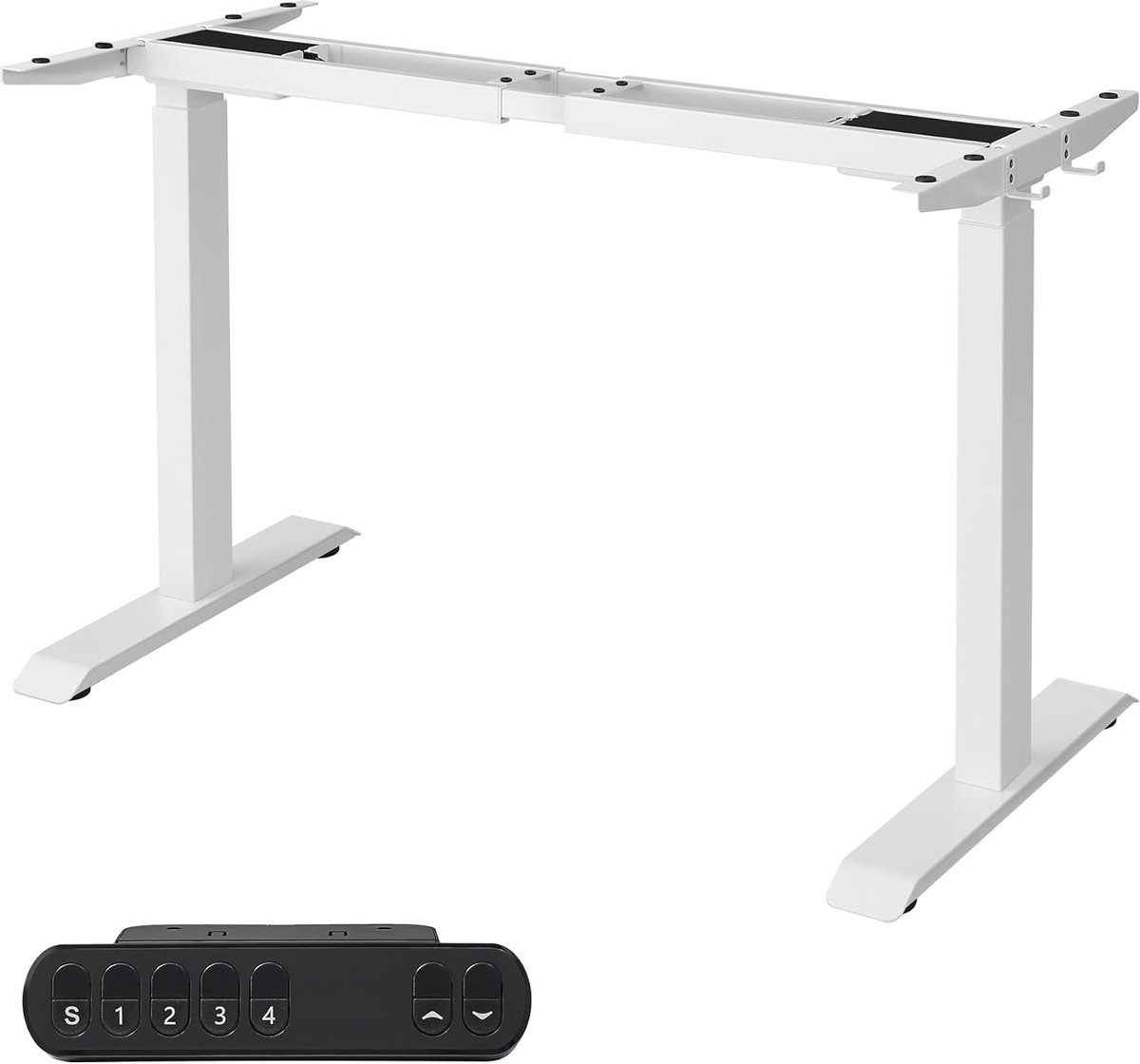 Premium Elektrisch Zit-Sta Bureau Frame Dubbele Motor 107,5–175 cm Verstelbare Breedte 69–115 cm Hoogte 120 kg Draagkracht Memory Functie Wielen Optioneel Staal Wit Ergonomisch