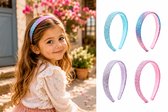 4 Stuks - Meisjes Haarbanden - Diadeem Kind Glitters - Kinderhaarbanden - Meisjes Diademen - Zeemeermin Kleuren - Feestelijke Haarband Set