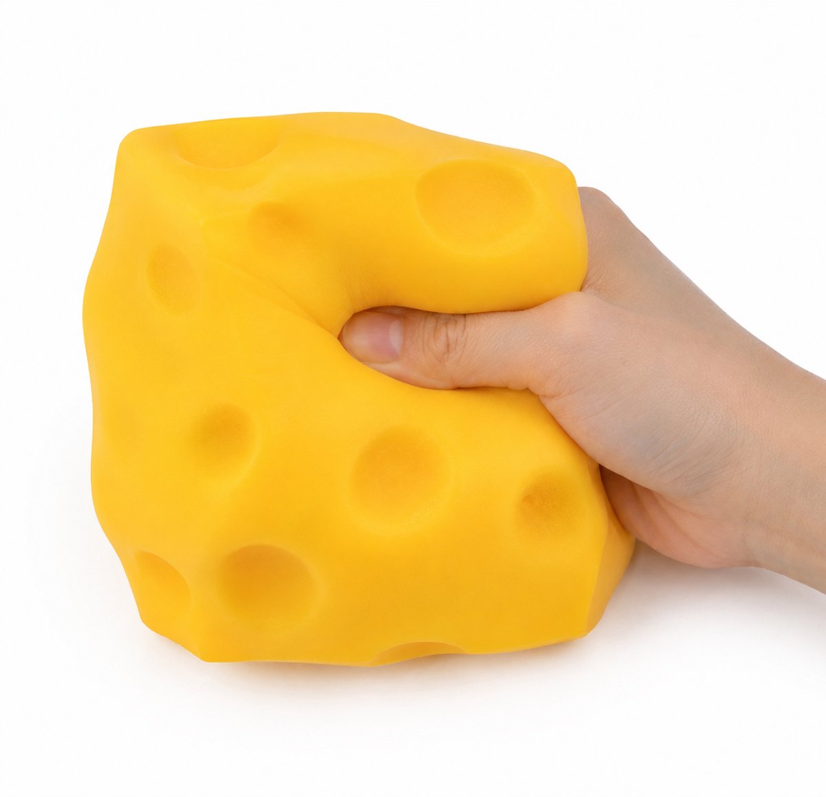 Hoekly™ Squishy Kaas – Vormbaar Knijpspeelgoed – Zachte Kneedbare Fidget Toy – Antistress Sensorisch Speelgoed – 5 x 5 cm