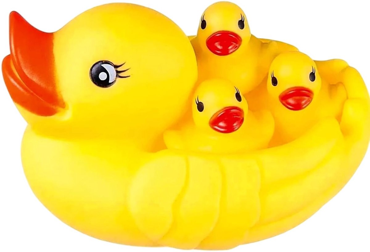 Set van 4 Badspeelgoed, Rubber Eendjes voor Baby's, Waterpret voor Kinderen en Peuters