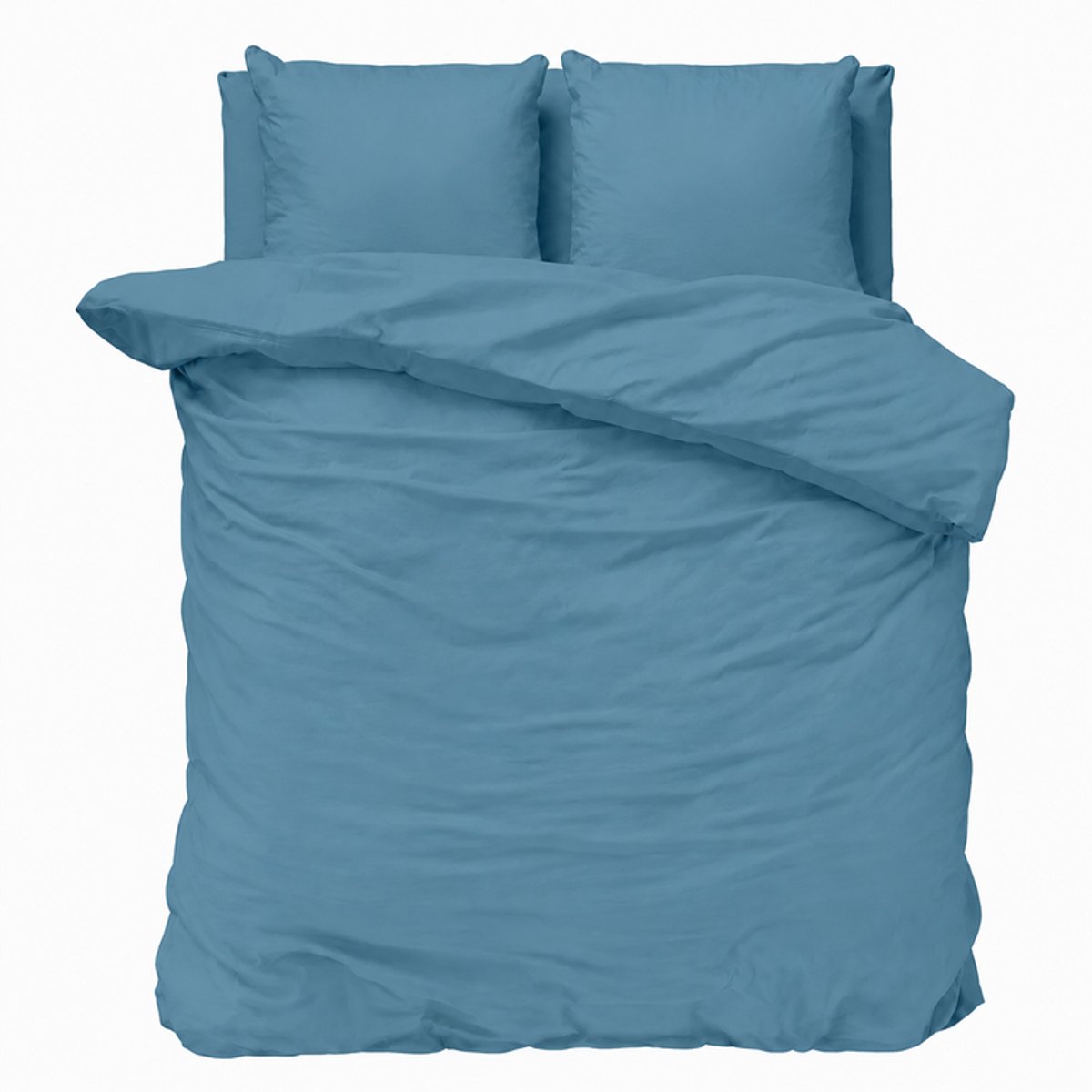 Decoware Dekbedovertrek Uni 200x220 cm - Blauw - Katoen - Met Kussenslopen - Tweepersoons
