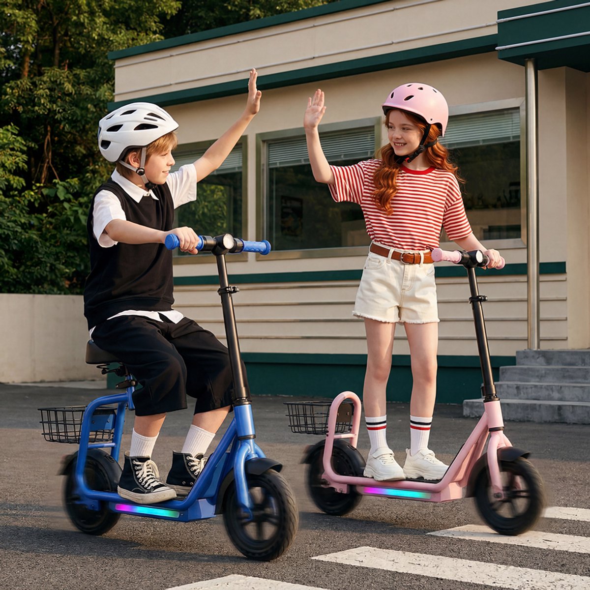 iScooter iK7 Elektrische Step Kinderen - 2‑in‑1 - 8 tot 14 jaar - App - Bluetooth muziek - RGB verlichting - 250W - 10/15/20 km/u - Bereik 15 km - 8,5" Wielen - Roze thumbnail 6