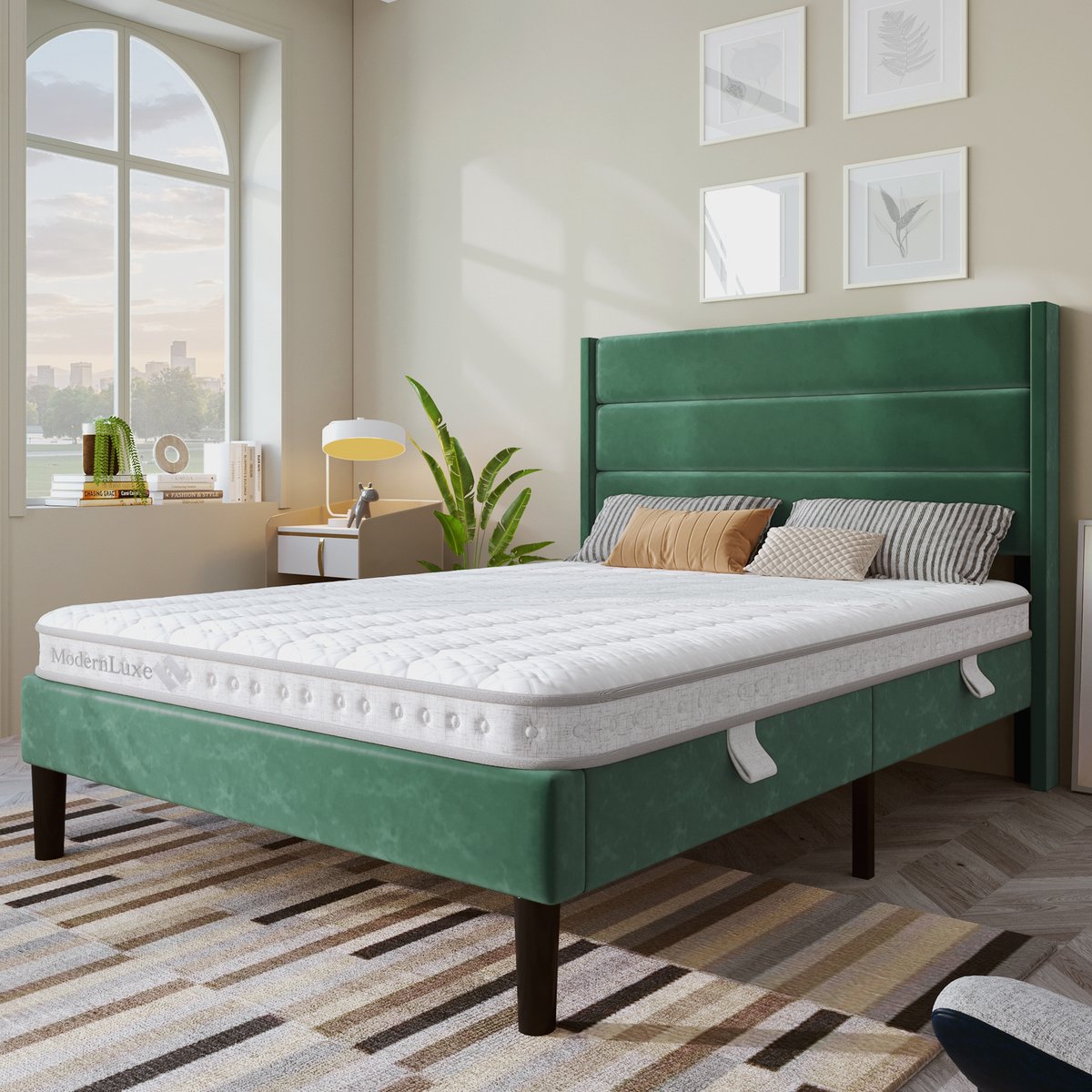 Merax 7-zone pocketverenmatras 140x200 x 10 cm - hybride matras met koudschuim - ergonomisch orthopedisch opgerolde matras Wit