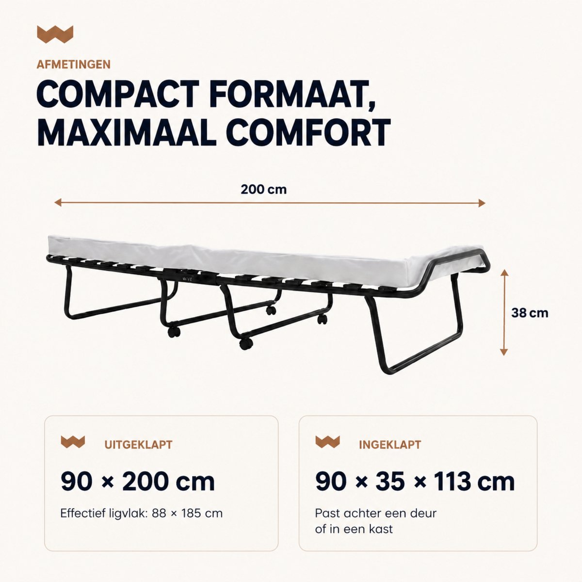 Troonz Troonz Logeerbed Atlas 90x200 cm – Opklapbed 1 per - afbeelding 3