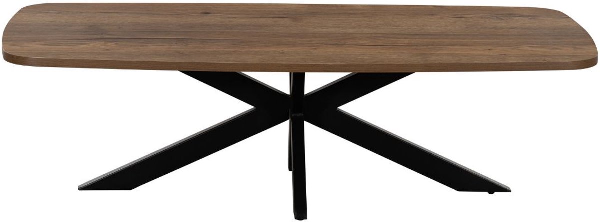 Giga Meubel Salontafel Jaimy Donkerbruin – Deens Ovaal – Melamine en Metaal – 120x60x35 cm
